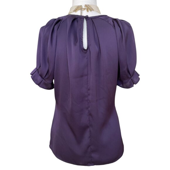 Y2K Express short sleeve eggplant top women's size XS NEW without tag - Picture 2 of 9